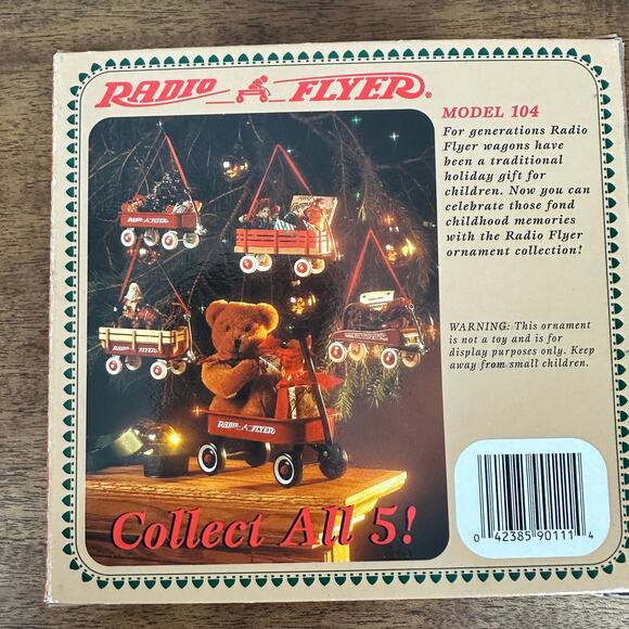 NEW 1997 Radio Flyer Christmas Ornament Collection Model 104 Little Red Wagon - Picture 2 of 7